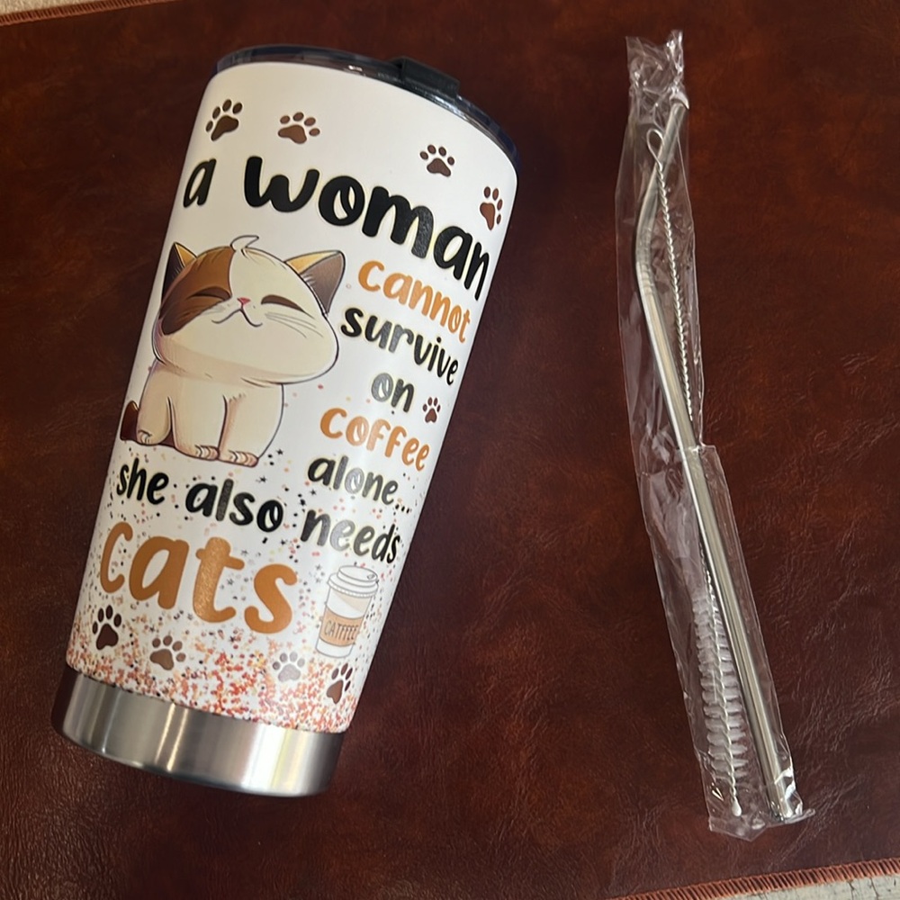 T18 - Brand New - Cats and Coffee Tumbler 20oz